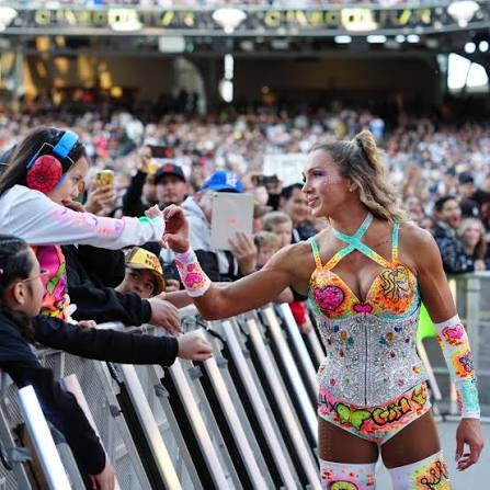 Charlotte Flair and Scarlett Guillen At WrestleMania
