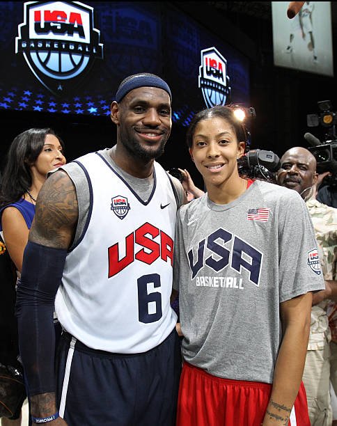 LeBron James and Candace Parker share a moment during a 2012 Team USA open practice at the DC Armory in Washington, D.C. LandonBuford.com