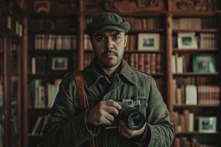 world-photography-day-celebrated-by-middle-aged-man-taking-photos-with-camera-device