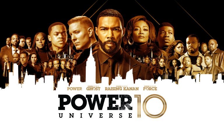 Power Universe 2025 promotional image featuring key characters from the series in dynamic poses against a dramatic urban backdrop, highlighting the next chapter of the popular crime drama franchise. LandonBuford.com
