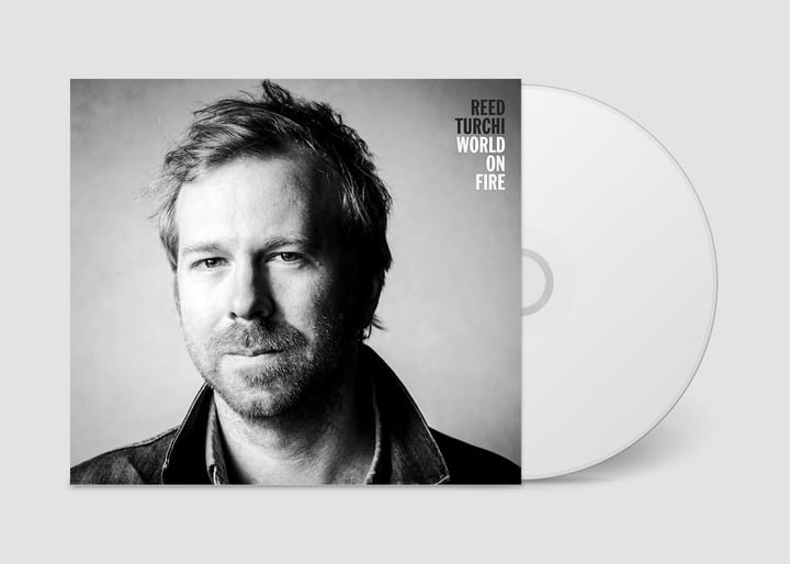 Album cover of Reed Turchi's "Don't Leave Me Baby" featuring a soulful, contemplative design.