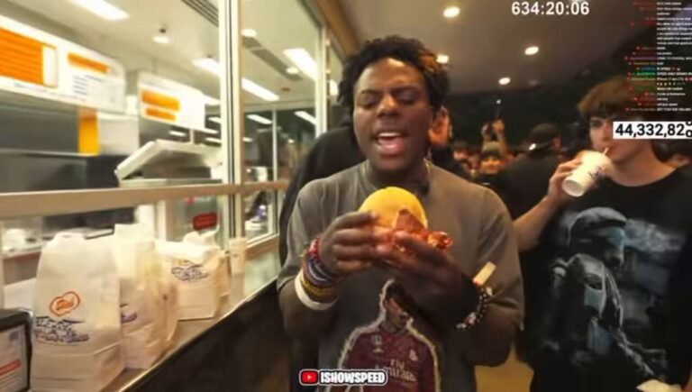 IShowSpeed surrounded by fans outside Dick’s Drive-In Seattle