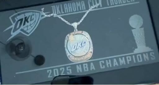Chris Poitras discusses OKC Thunder’s custom championship necklaces for players’ wives.