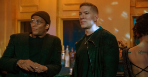 Jenard Sampson standing tense and bloodied after a violent confrontation in Power Book IV Force Season 3 Episode 8.