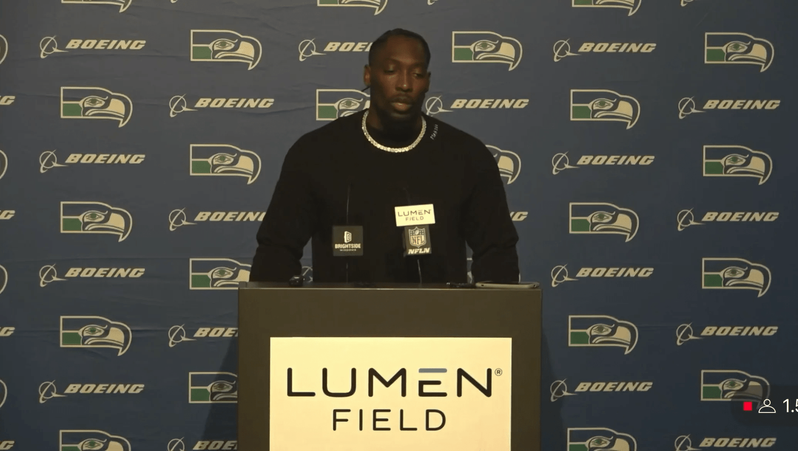 DeMarcus Lawrence reacts during a Seahawks defensive stand after the shutout win over the Vikings.
