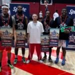 Team Havoc celebrates after winning the LA Clippers 3v3 City of Stars Tournament at Intuit Dome.
