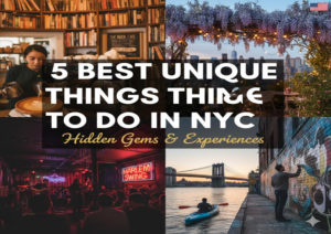 Hidden corners of NYC: rooftop gardens, secret eateries, and street art galore.