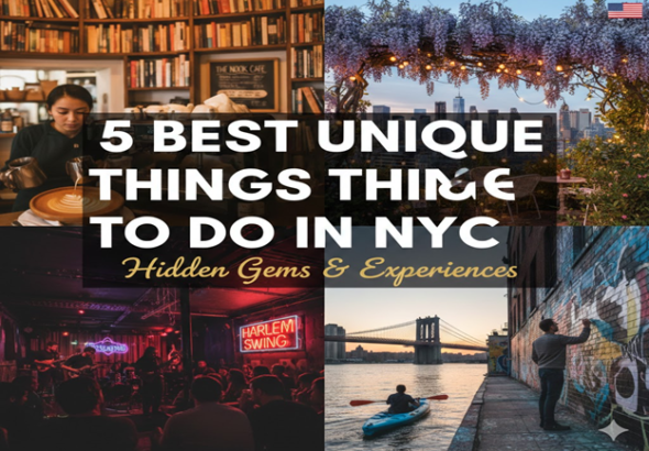 Hidden corners of NYC: rooftop gardens, secret eateries, and street art galore.